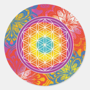 Flower of life mandala zen classic round sticker
