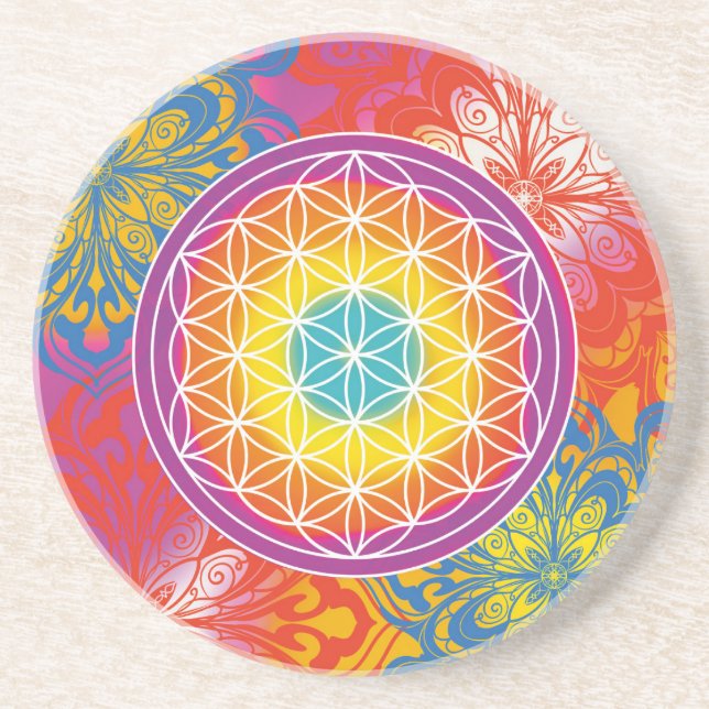 Flower of life mandala zen coaster (Front)