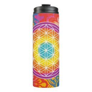 Flower of life mandala zen thermal tumbler