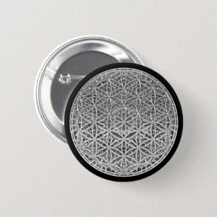 FLOWER OF LIFE - Medal Silver 6 Cm Round Badge