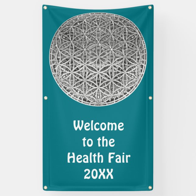 FLOWER OF LIFE - Medal Silver Banner (Vertical)