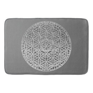 FLOWER OF LIFE - Medal Silver Bath Mat