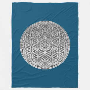 FLOWER OF LIFE - Medal Silver Fleece Blanket