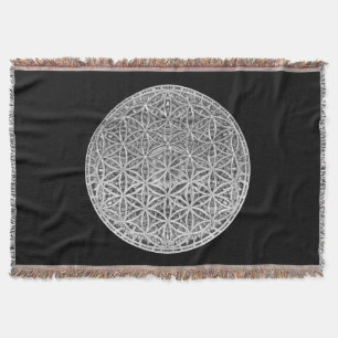 FLOWER OF LIFE - Medal Silver Throw Blanket