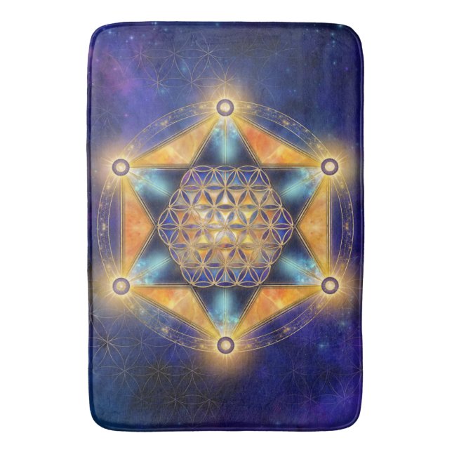 Flower of life Merkaba Star - Sacred Geometry Bath Mat (Front Vertical)