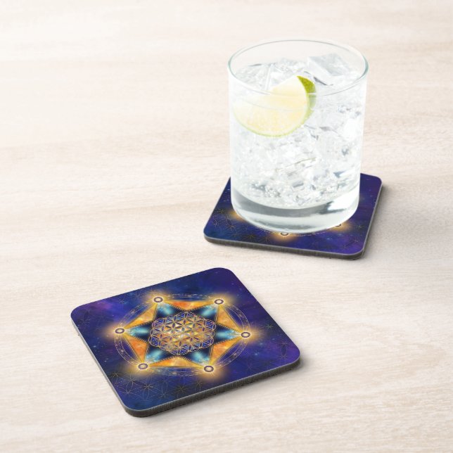 Flower of life Merkaba Star - Sacred Geometry Coaster (Right Side)