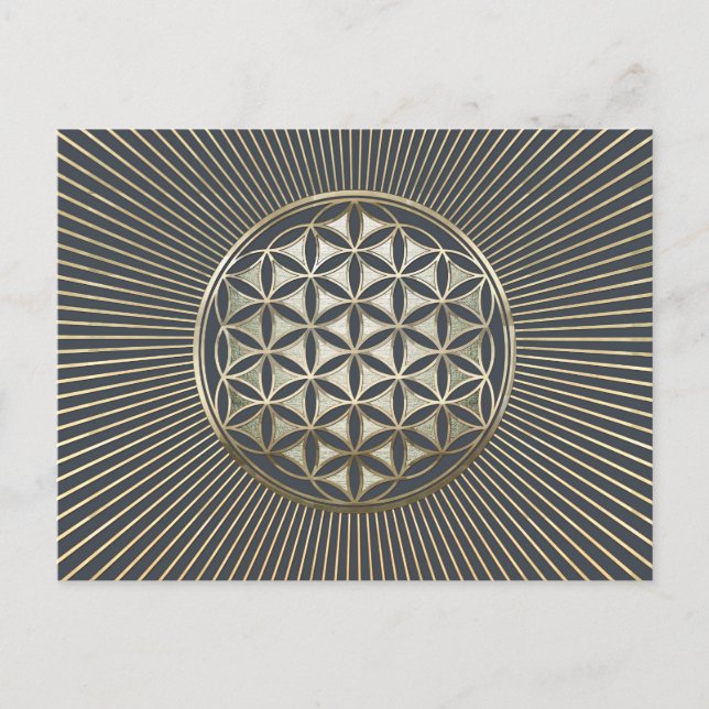 Flower of life metallic embossed postcard (Front)