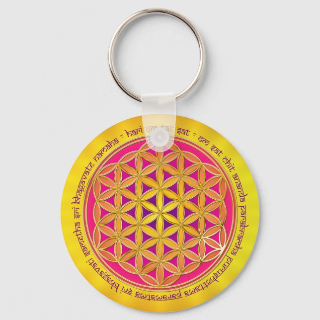 Flower Of Life / Moola Mantra Key Ring (Front)