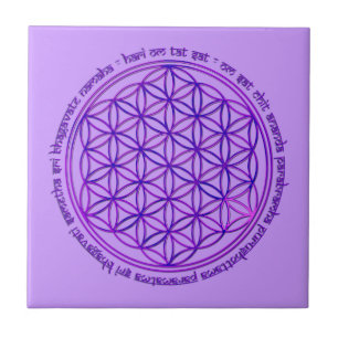 Flower Of Life - Moola Mantra - violet Ceramic Tile
