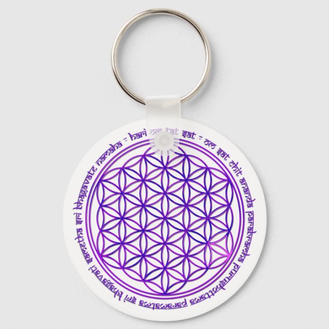 Flower Of Life - Moola Mantra - violet Key Ring (Front)