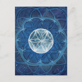 Flower of Life Moon Mandala Postcard