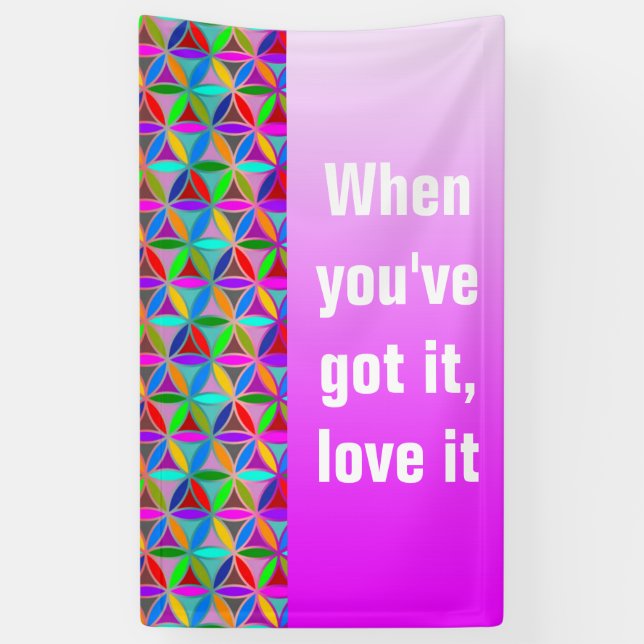 FLOWER OF LIFE - multi coloured gradients pattern Banner (Vertical)