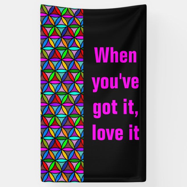 FLOWER OF LIFE - multi coloured gradients pattern  Banner (Vertical)