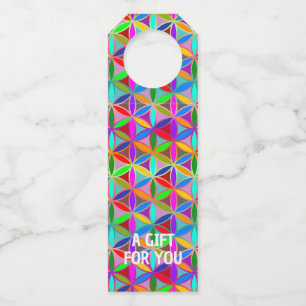 FLOWER OF LIFE - multi coloured gradients pattern Bottle Tag