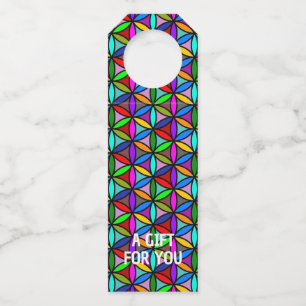 FLOWER OF LIFE - multi coloured gradients pattern Bottle Tag