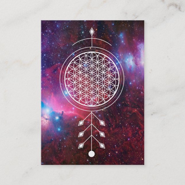 *~* Flower of Life Nebula Reiki Yoga Astrology Business Card (Front)