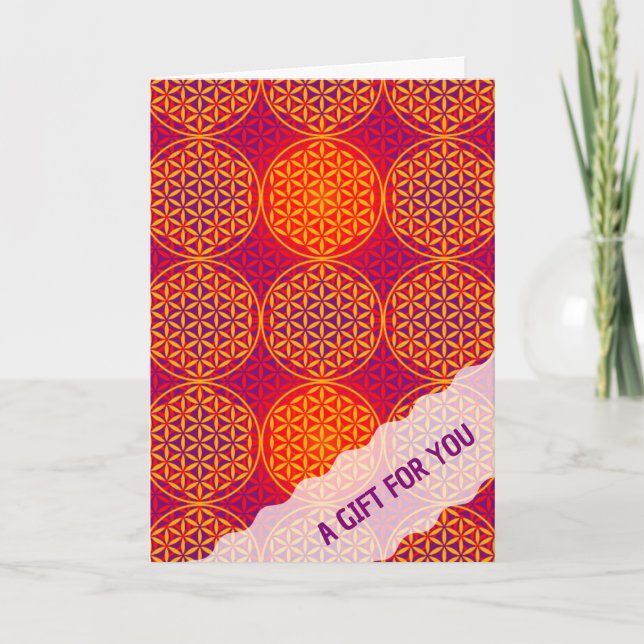 FLOWER OF LIFE - orange pink pattern Card (Front)