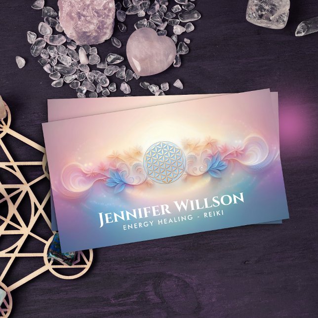 Flower of life Ornament - gentle pastels Business Card (Creator Uploaded)
