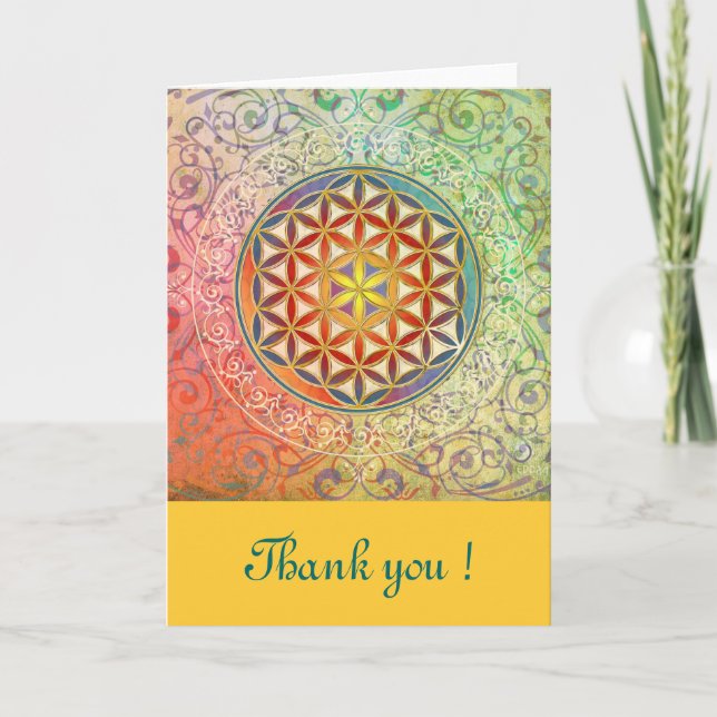 Flower of Life - Ornament I + your Text Thank You Card (Front)