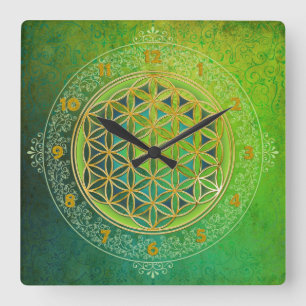 Flower of Life - Ornament II Square Wall Clock