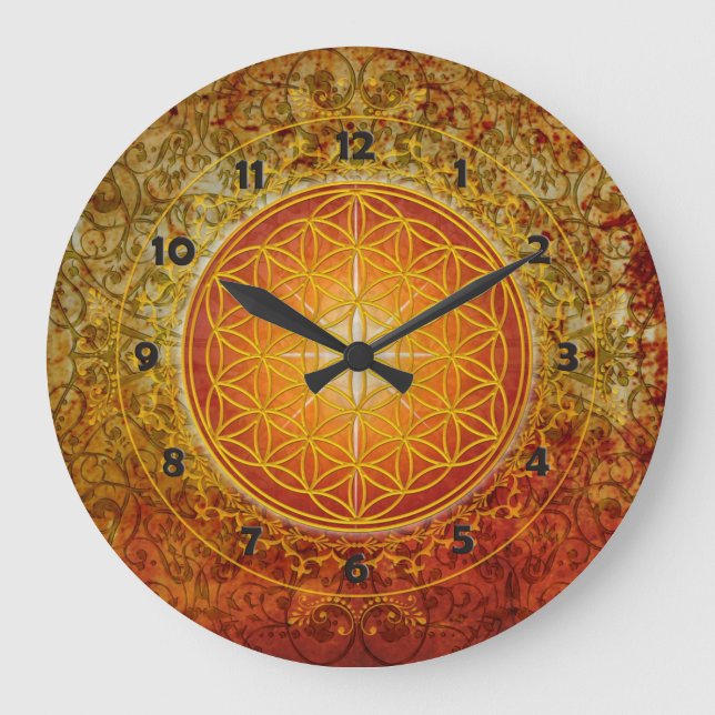 Flower of Life - Ornament III Large Clock (Front)