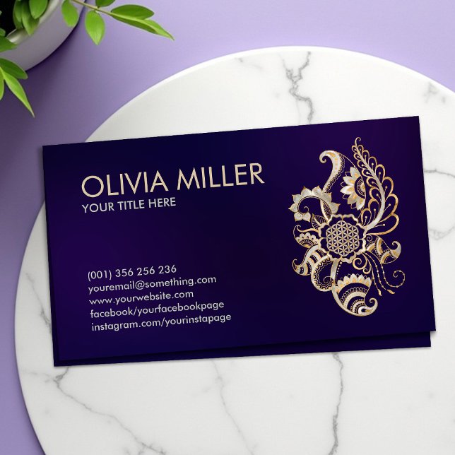 Flower of life Ornament - Pearl and Gold Business Card (Creator Uploaded)