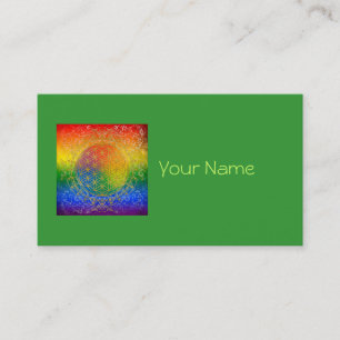 Flower of Life - Ornament Rainbow gold Business Card