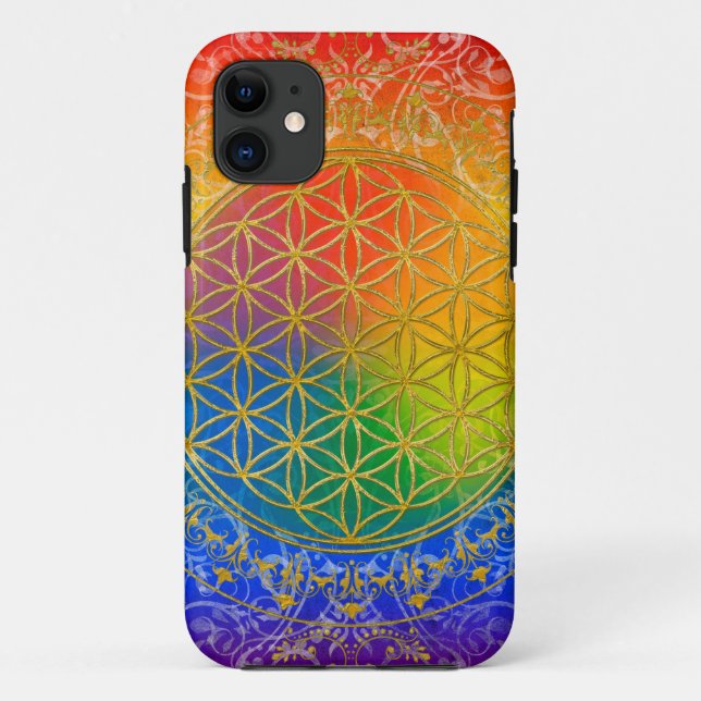 Flower of Life - Ornament Rainbow gold Case-Mate iPhone Case (Back)