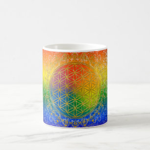 Flower of Life - Ornament Rainbow gold Coffee Mug