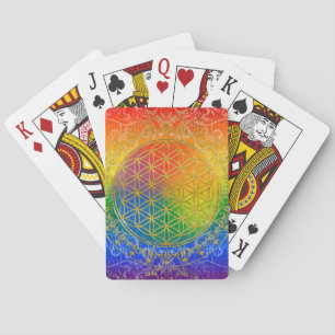 Flower of Life - Ornament Rainbow gold Playing Cards