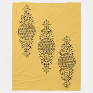 Flower Of Life - ornaments black I + your backgr. Fleece Blanket