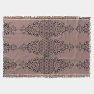 Flower Of Life - ornaments black I + your backgr. Throw Blanket