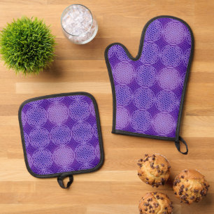 FLOWER OF LIFE - PATTERN 16 OVEN MITT & POT HOLDER SET