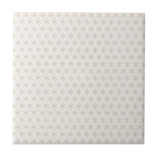 Flower of Life Pattern: Beige Ceramic Tile (Front)