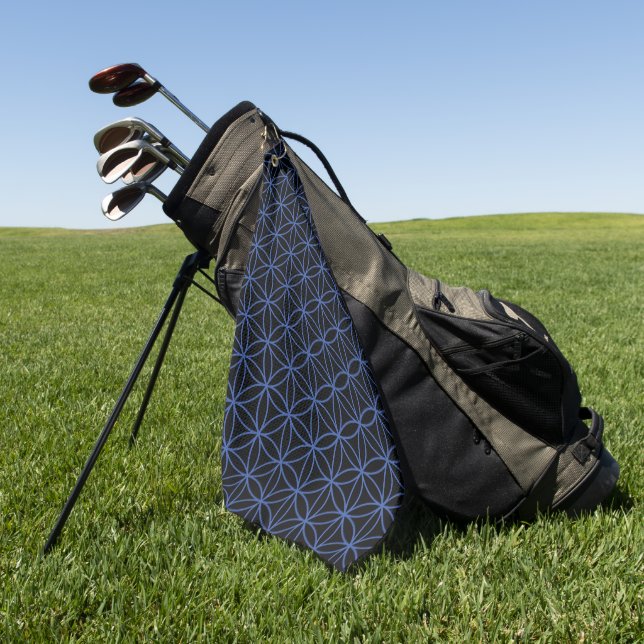 Flower of Life Pattern – Blue on Black Golf Towel (Green)