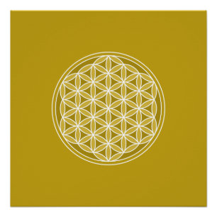 Flower of Life Pattern – Golds & White Poster