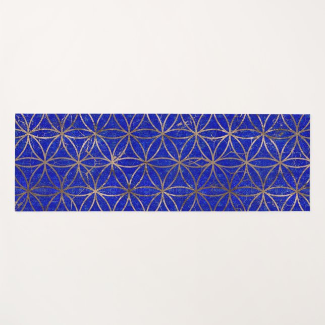 Flower of life pattern - Lapis Lazuli and Gold Yoga Mat (Front (Horizontal))