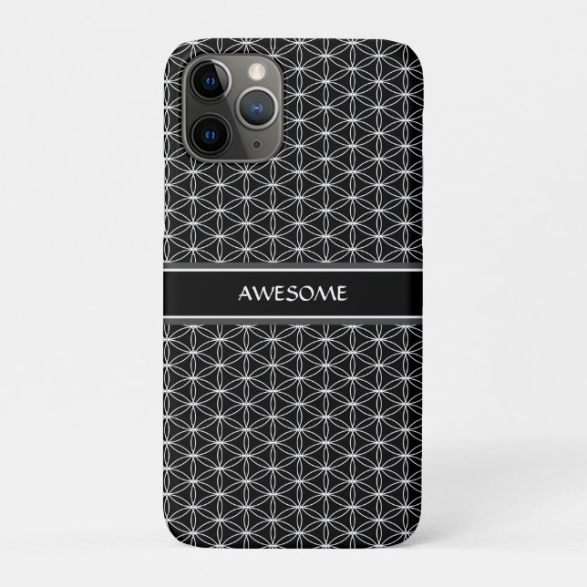 Flower of Life Pattern on Black Case-Mate iPhone Case (Back)