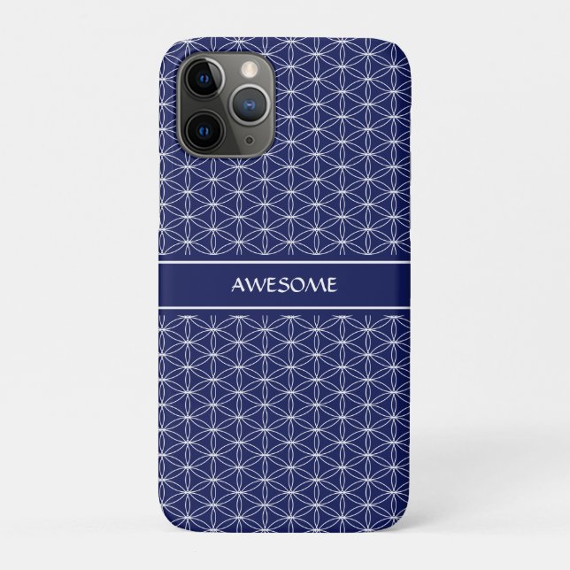 Flower of Life Pattern on Navy Blue Case-Mate iPhone Case (Back)