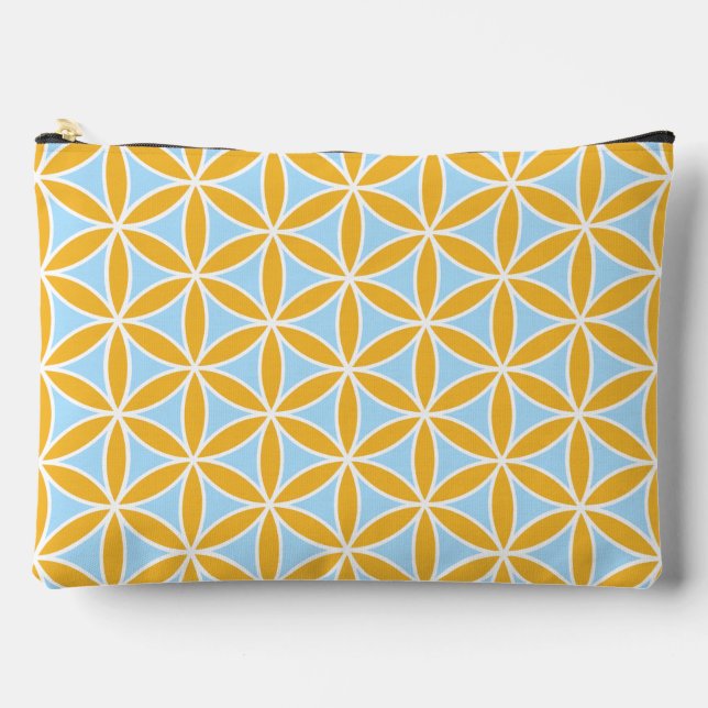 Flower of Life Pattern Orange White & Blue Accessory Pouch (Front)