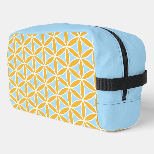Flower of Life Pattern Orange White & Blue Dopp Kit (Left Corner)
