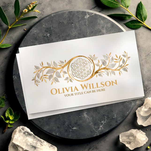 Flower of life - Pearl and Gold Business Card (Creator Uploaded)