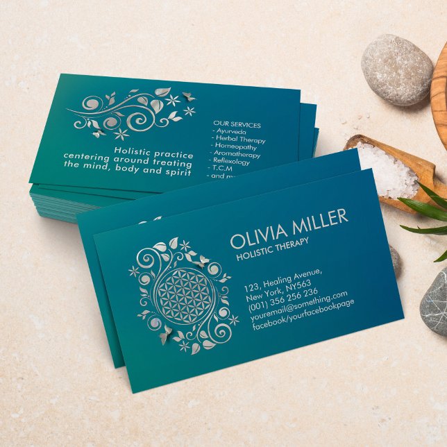 Flower of life Pearl Swirl Ornament Business Card (Creator Uploaded)