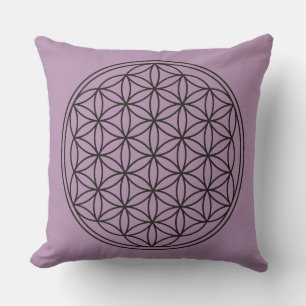 Flower Of Life - plain black + your background Cushion