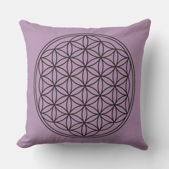 Flower Of Life - plain black + your background Cushion (Front)