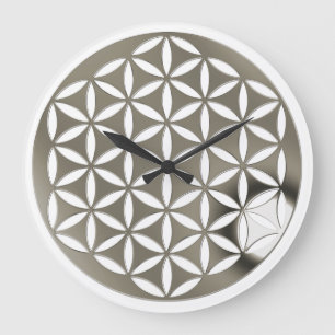 FLOWER OF LIFE - punch - silver / Blume des Lebens Large Clock