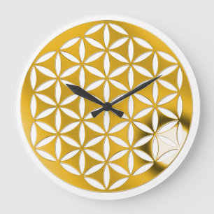 FLOWER OF LIFE - punched - gold / Blume des Lebens Large Clock