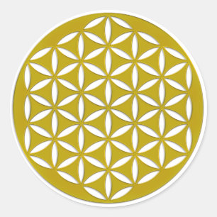 Flower of Life - punched gold + your ideas Classic Round Sticker