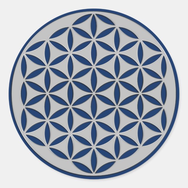 Flower of Life - punched silver + your ideas Classic Round Sticker (Front)