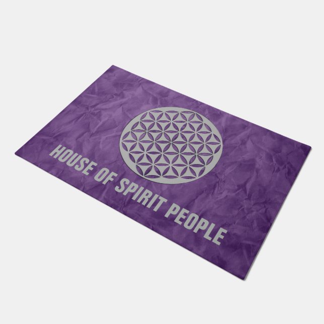 Flower of Life - punched silver + your ideas Doormat (Angled)